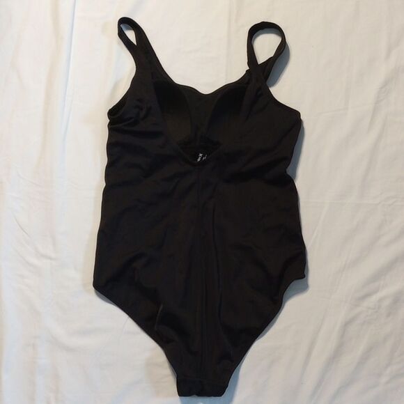 Hurley Black Ribbed One Piece Swimsuit Bathing Suit Women's Large - Picture 4 of 11
